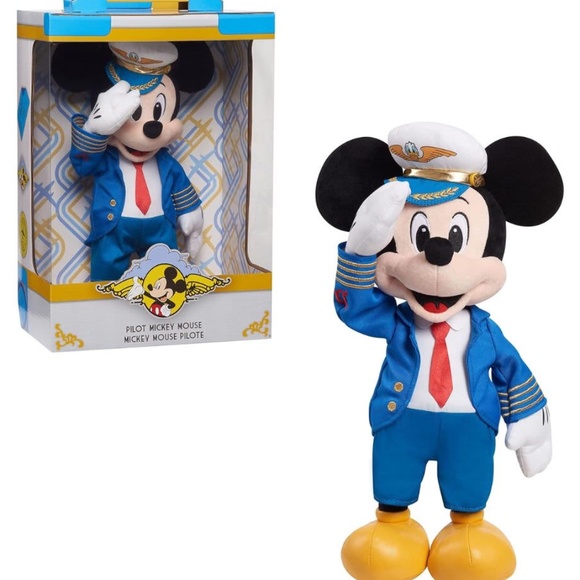 NWT Mickey Mouse D23 Plush Captain Saluting Pilot Blue Cathay Pacific Airways - Picture 1 of 6